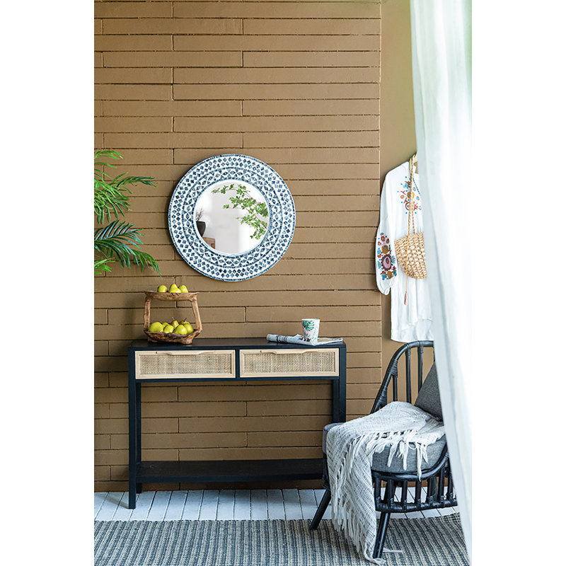 Rattan 2-Drawer Console Desk