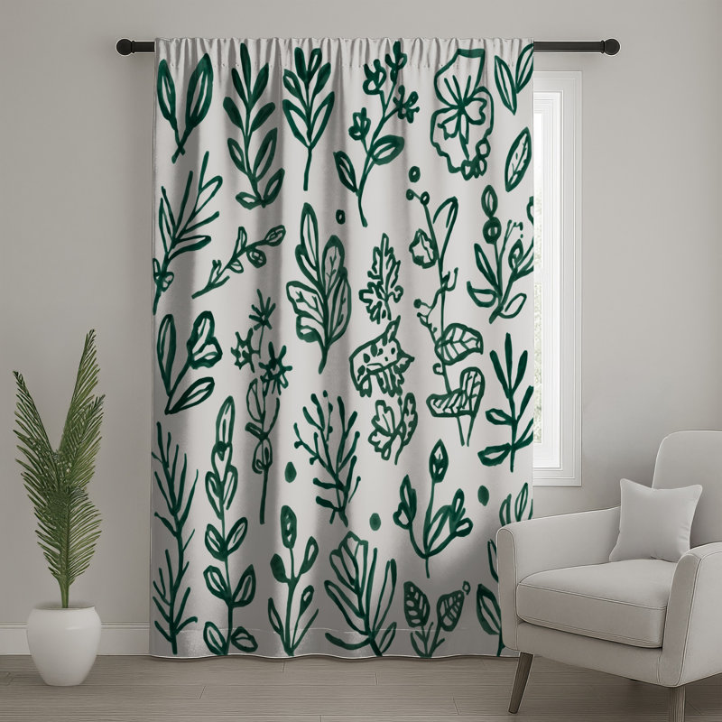 Rideaux, rideaux transparents et occultant Green Botanical Illustration, 50 po x 92 po - 1 panneau, Transparent