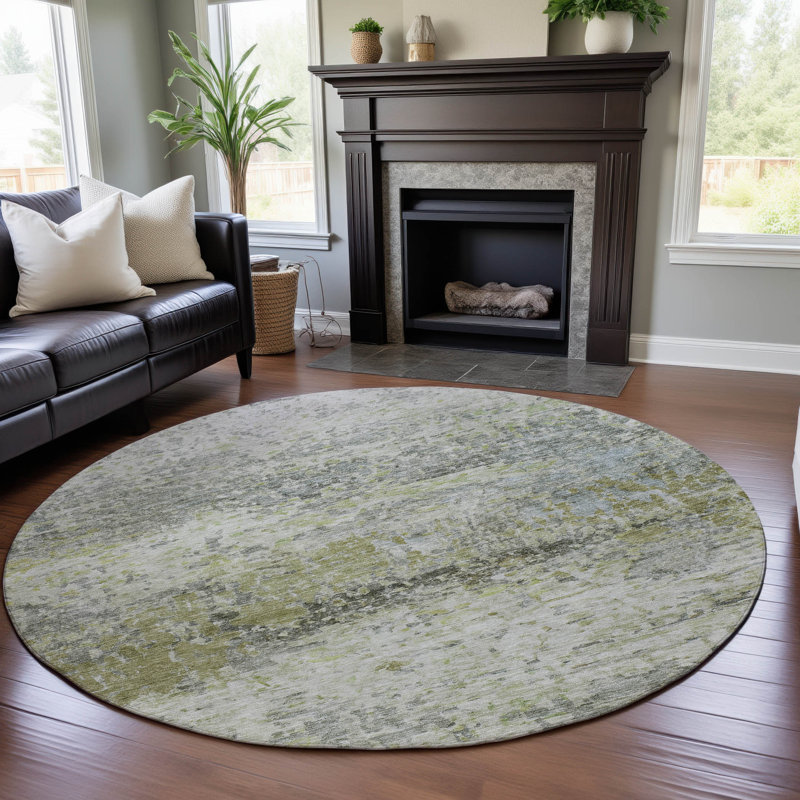 Premium Machine Washable Ducote AMF1129 Modern Rug, Round 8'