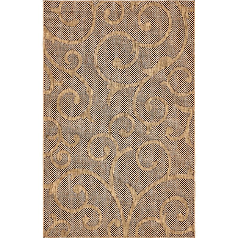 Outdoor Veranda Area Rug Mushroom Color, Rectangle 4' x 6'