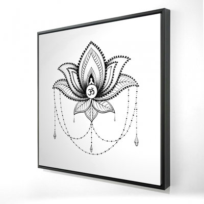 Ethnic Lotus Ornament Print On Canvas