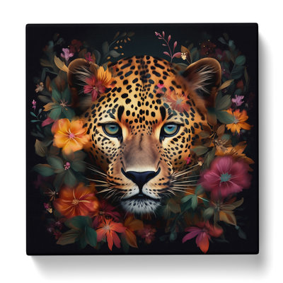 Leopard Floral Art - Wrapped Canvas - Framed Print