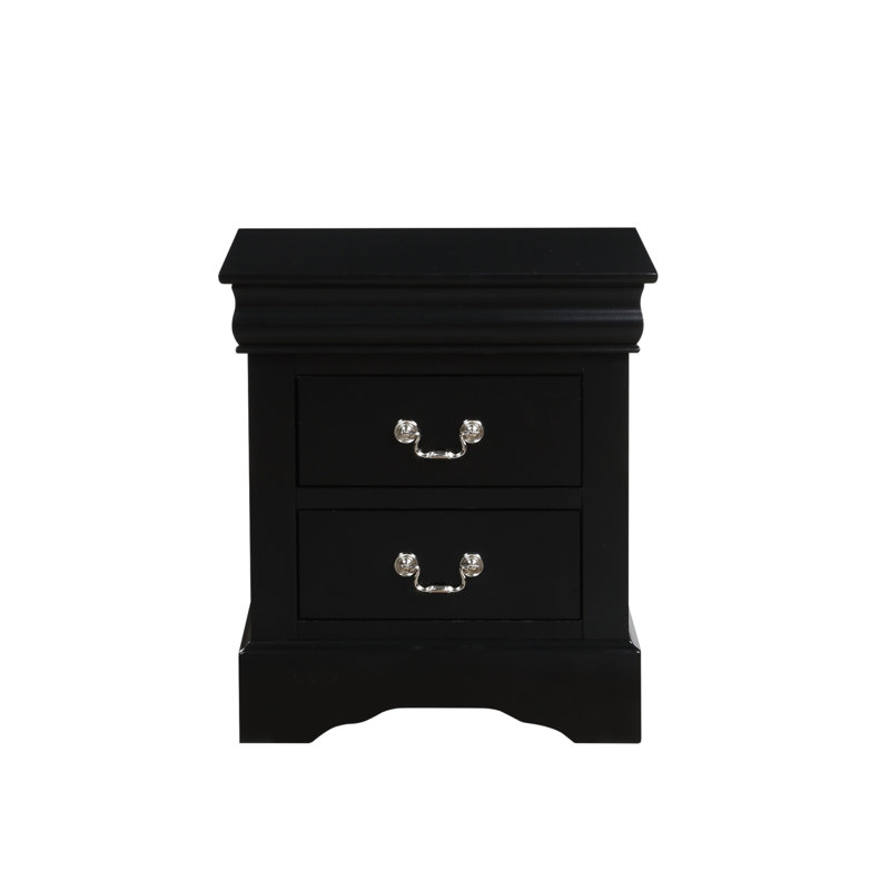 Table de chevet Louis Philippe III, Noir / argenté
