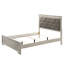 Mobilier de chambre à coucher moderne: lit à panneau double avec capitonnage à boutons de tête de lit beige et base en bois massif-700724019