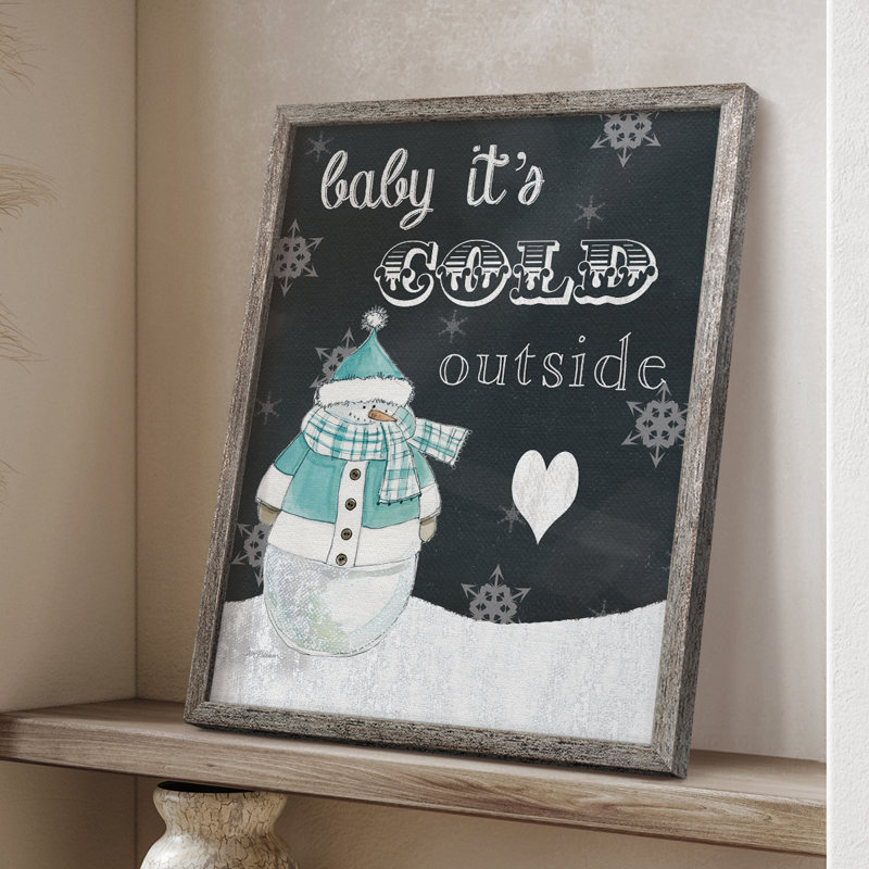 Affiche encadrée « Baby It's Cold Outside » - Bois massif, H 11 po x l 9 po