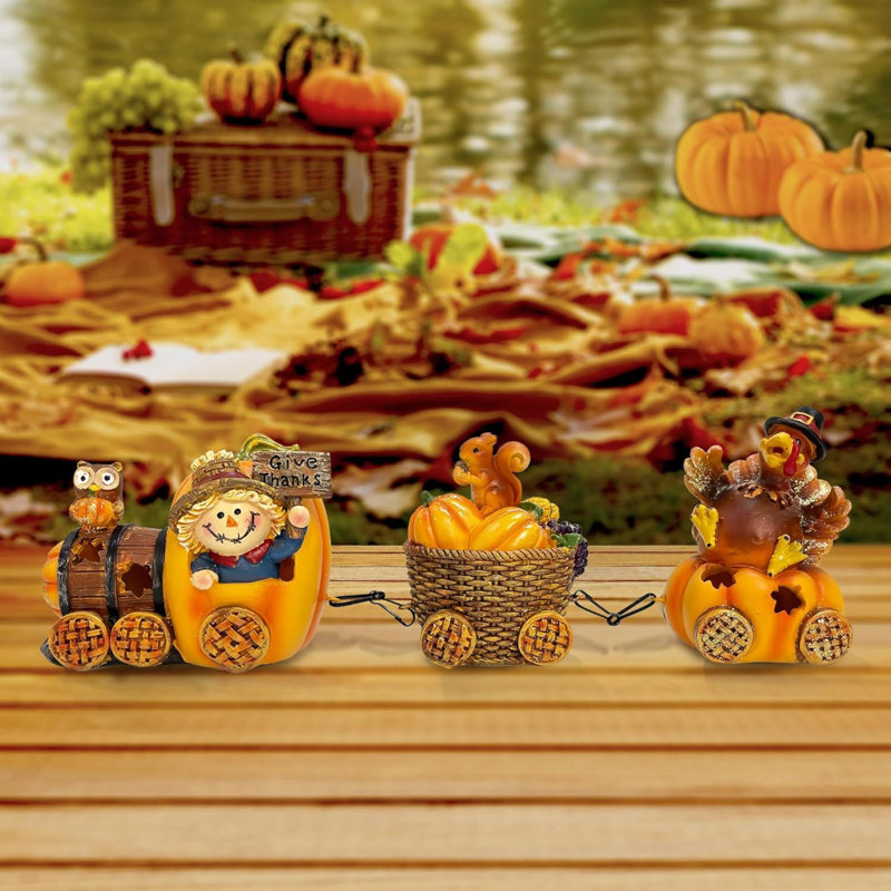 Train de l'Action de grâce, décor de l'Action de grâce à DEL pour la table, Figurines de dinde, centre de table éclairé, automne, récolte