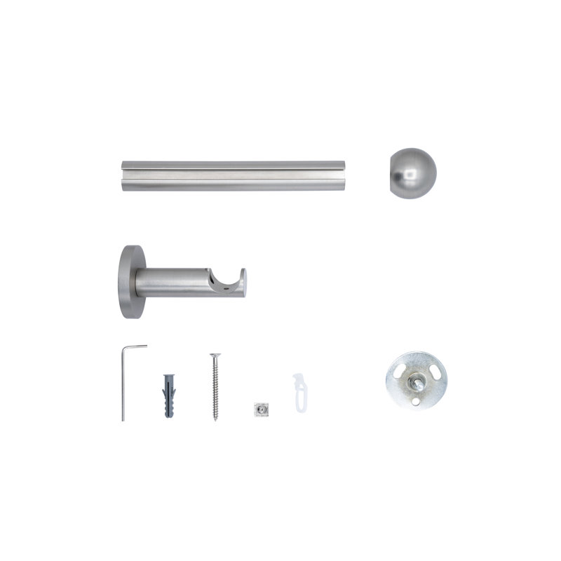 Curtain rod made to measure, inner barrel, 20mm ball, Stainless Steel, 2cm H x 210cm W x 6.5cm D