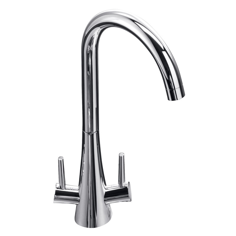 Spirex Twin Lever Monobloc Tap, Brushed Steel