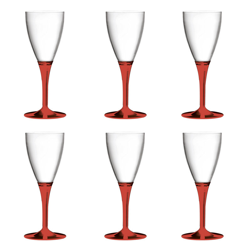 Polycarbonate Wine Glass - 6 Pieces, Red