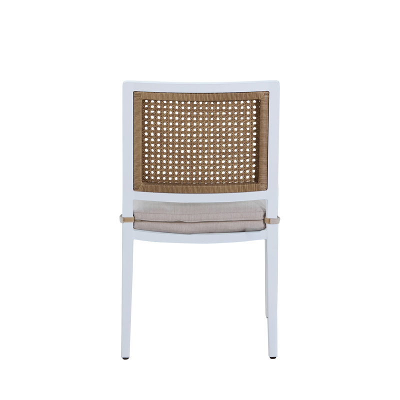 Bermuda Aluminum and Cane Arm Chair, Welt + Standard Fill, Intermix Bark, Chalk/Natural Cane