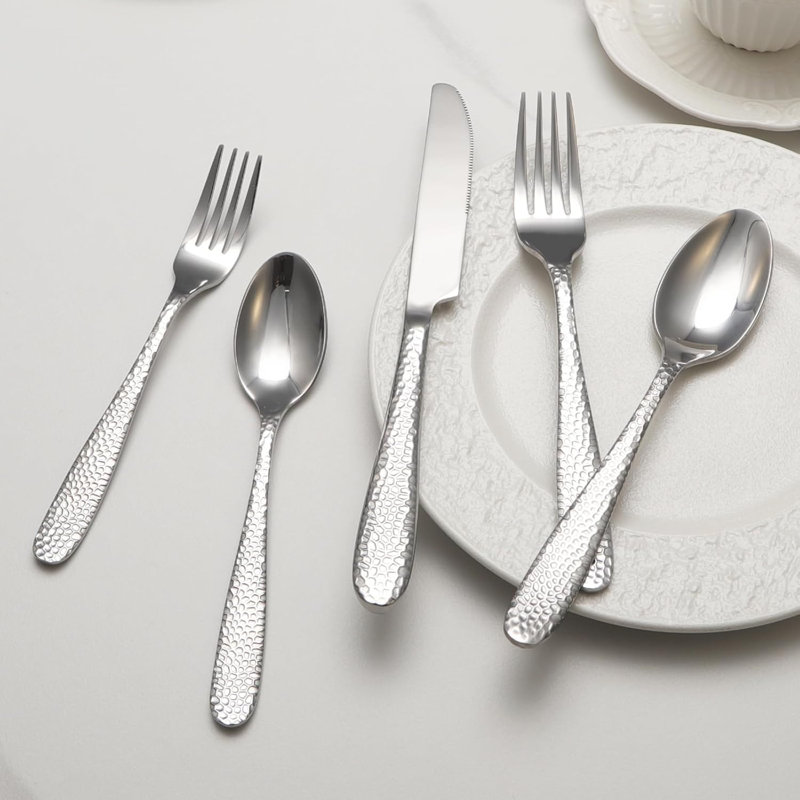 Ensemble de couverts 40 pièces pour 8 personnes, ensemble d'argenterie en acier inoxydable avec miroir poli, coutellerie robuste et lavable au lave-vaisselle pour la maison et le restaurant