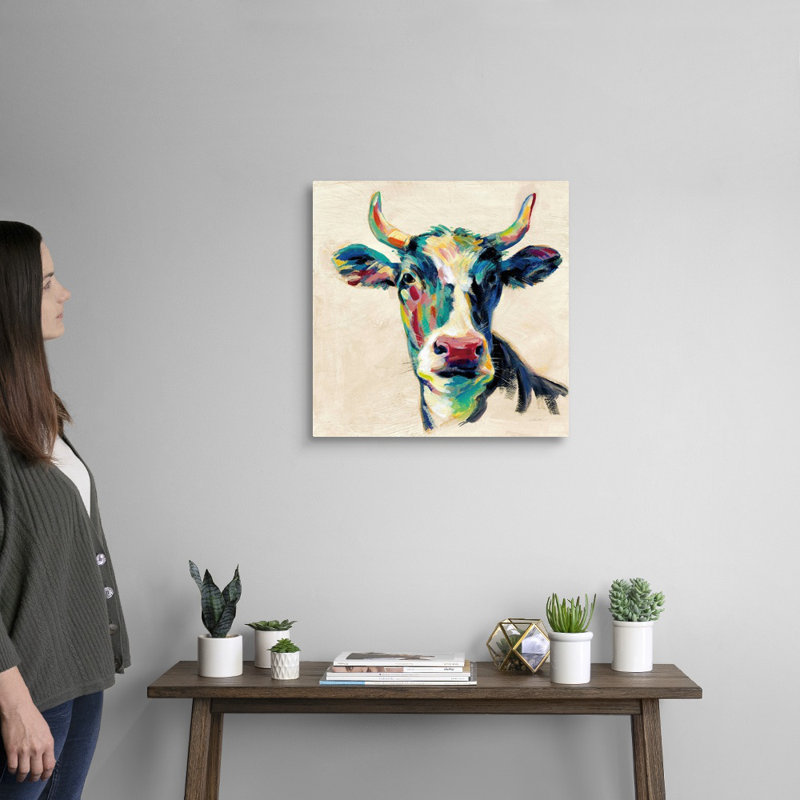 Art mural sur toile Expressionistic Cow II, Toile tendue, H 20 po x l 20 po x P 1 po