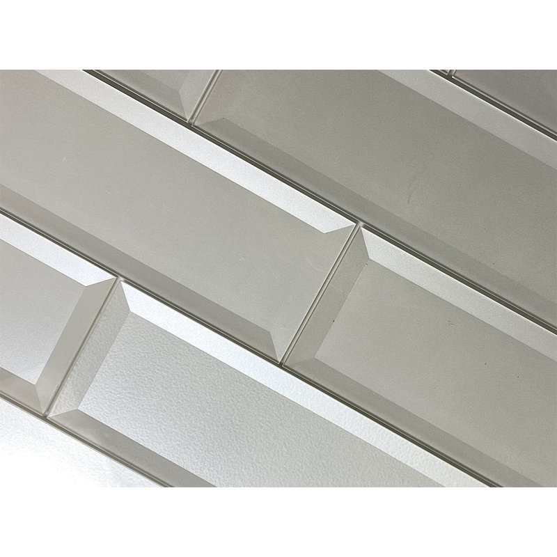 Secret Dimensions 4 in. x 16 in. Diamond Grade Glass Reverse Beveled Large Format Subway Decorative Kitchen & Bathroom Wall Tile