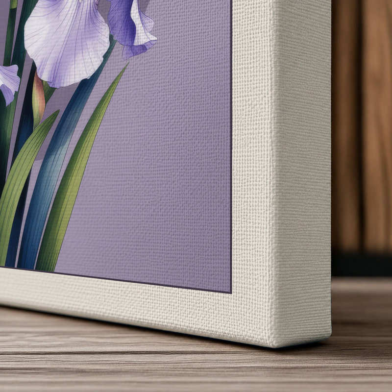 Bearded Irises in Bloom Botanical - Wrapped Canvas, 24x16 - 61.0 x 40.6 cm, Cream Border
