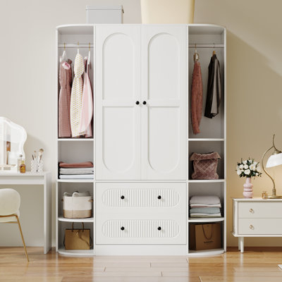 2 Doors Armoire Wardrobe With Two Large Drawers And Three Hanging Rod by Lark Manor