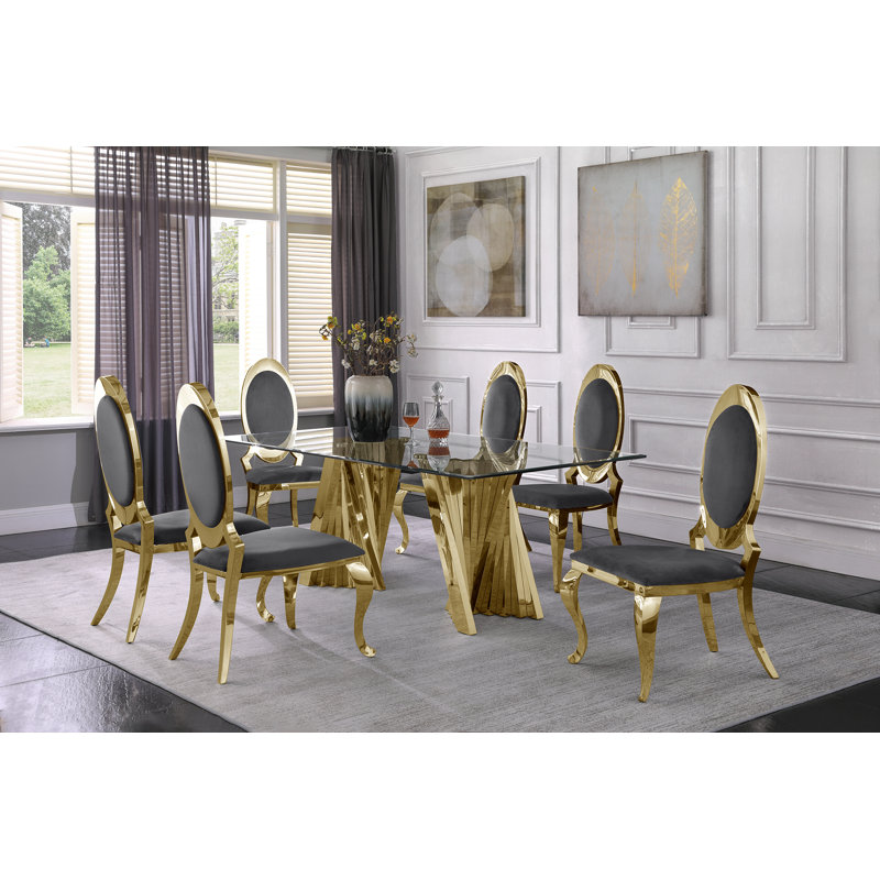 Ensemble repas pour 6 personnes, Doré, Gris foncé