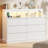 6-Drawer Dresser with RGB LED Lights & Charging Station – Modern Wide Storage Chest with Outlet, USB Ports, and Open Shelf for Bedroom, Living Room-1236471946