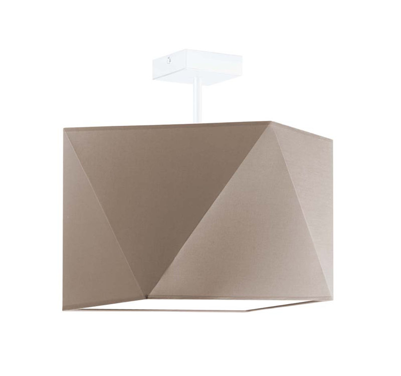 Demarian Fabric Semi Flush Mount, Light Brown, White