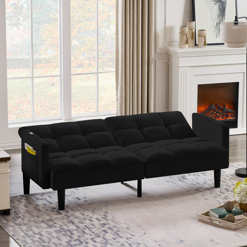 Velvet Futon Couch Convertible