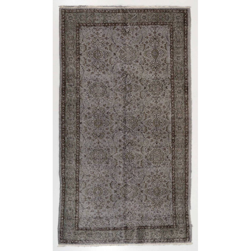 Tapis turc moderne recyclé fait à la main 4 x 7 pi de couleur grise