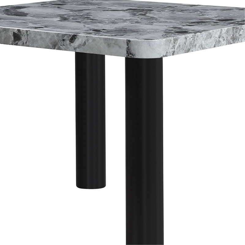 Table de salle à manger en faux marbre gris avec pieds noirs