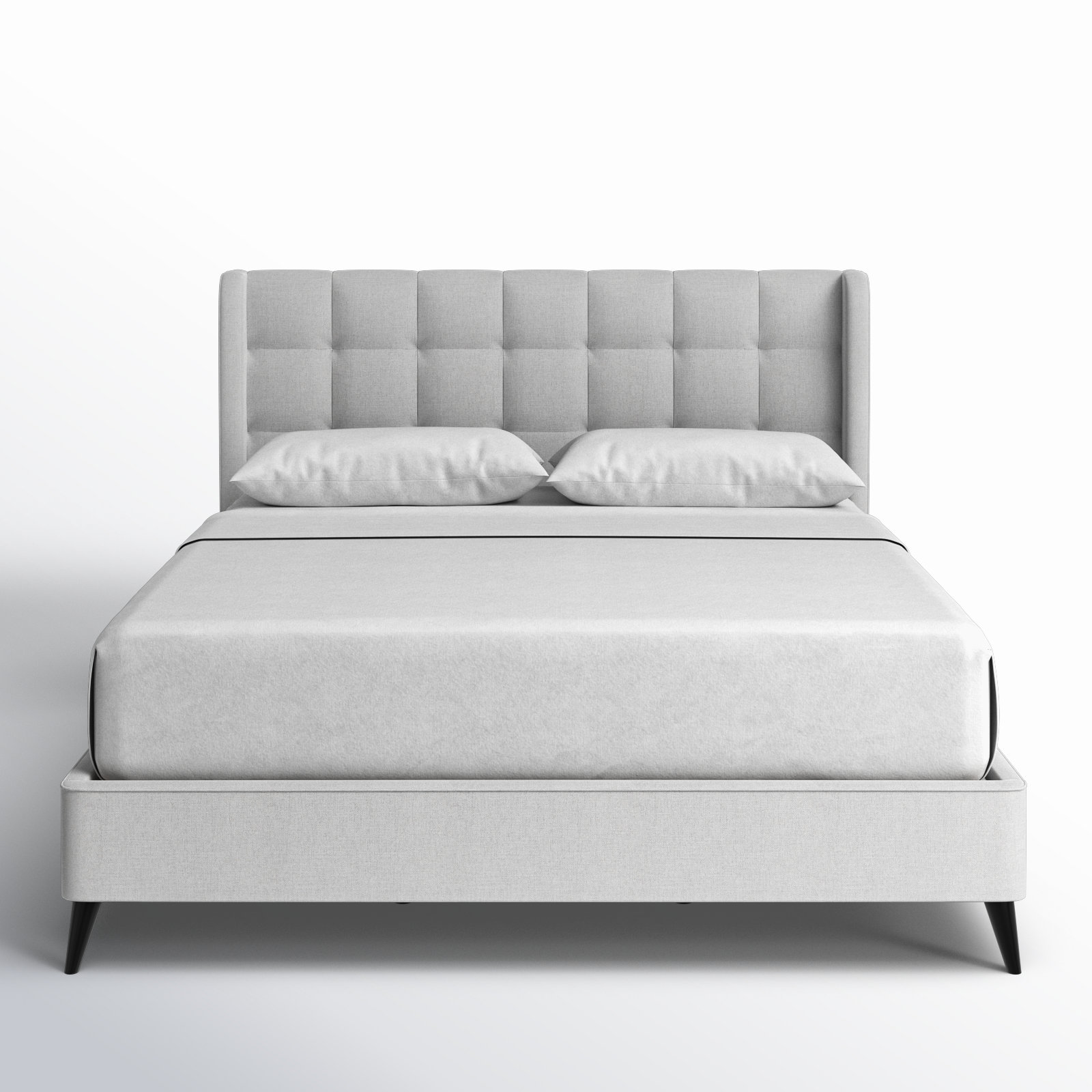 Arin Upholstered Wingback Bed, King, Light Gray
