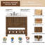 Meuble-lavabo 36 po avec lavabo Farmhouse, bois massif, 2 tiroirs, 2 portes à fermeture en douceur, tablette de rangement ouverte, comptoir et dosseret en marbre 0,79 po, brun rustique-1218096834-1218096836-1218096843
