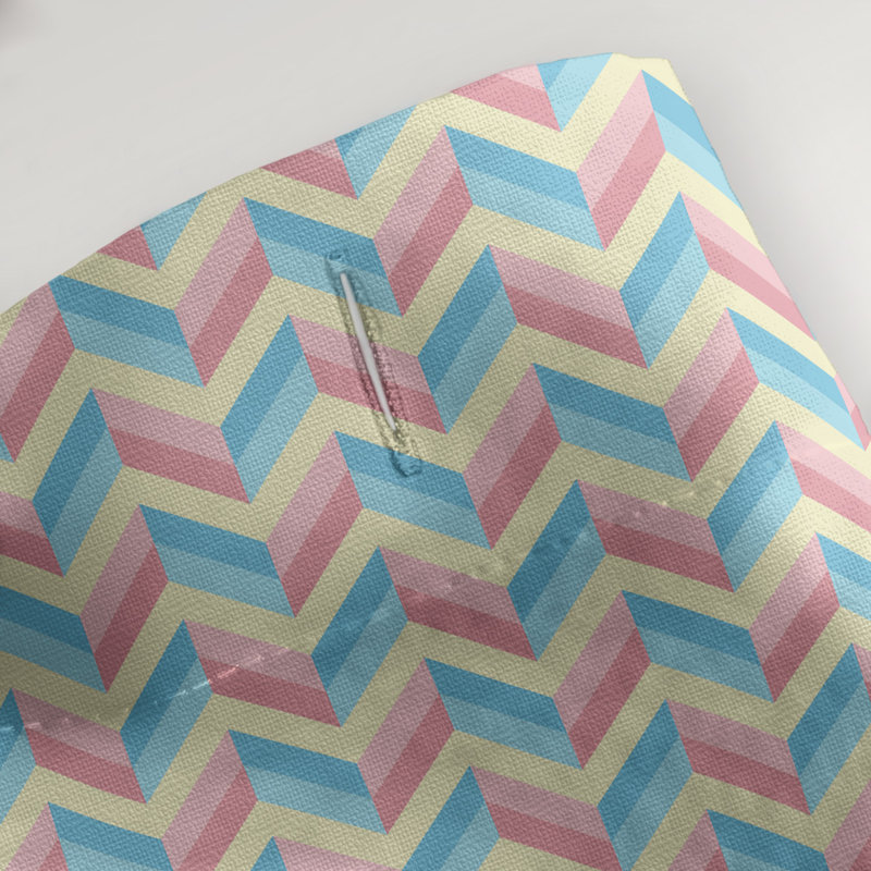 Rideau simple à chevrons, Bleu / Rose