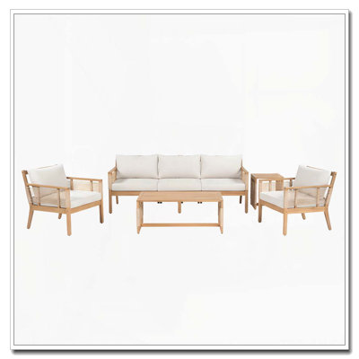 Ensemble de canapé de patio 5 pièces en bois d'acacia