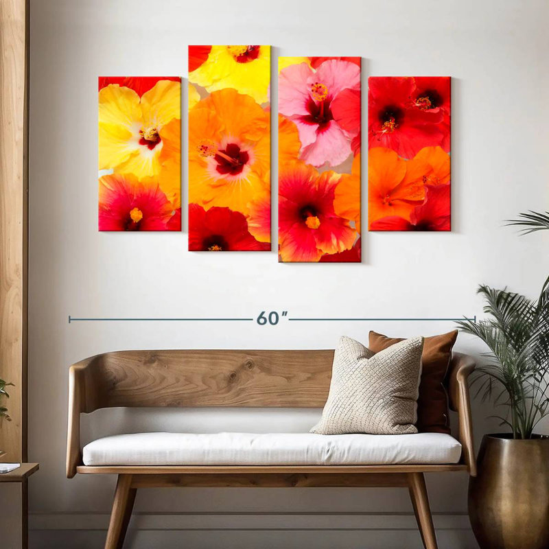 Hibiscus Harnek en été, H 32 po x l 52 po