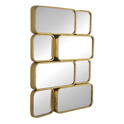 32" In Mirror With Golden Metal Framed Decorative Rectangle Mirror For Bedroom, Dressing Room, Hallway Or Living Space