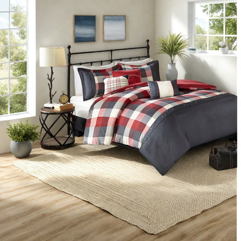 Comfortable King Size Herringbone Bedding Sets, Polyester Farmhouse Design