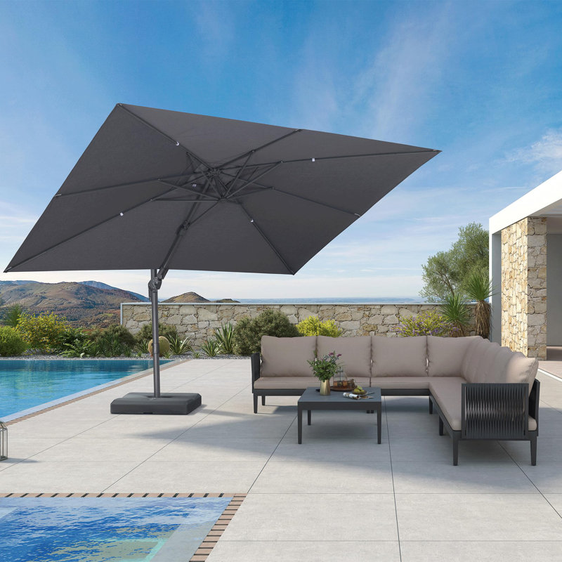 Cantilever Parasol, 264.2cm H x 365.8cm W x 274.3cm D, Graphite Grey