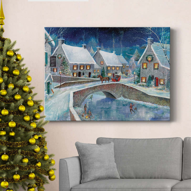 Warm Winter Wonderland - Toile tendue avec châssis de qualité supérieure - Prêt à être accroché, H 40 po x l 30 po x P 1 po