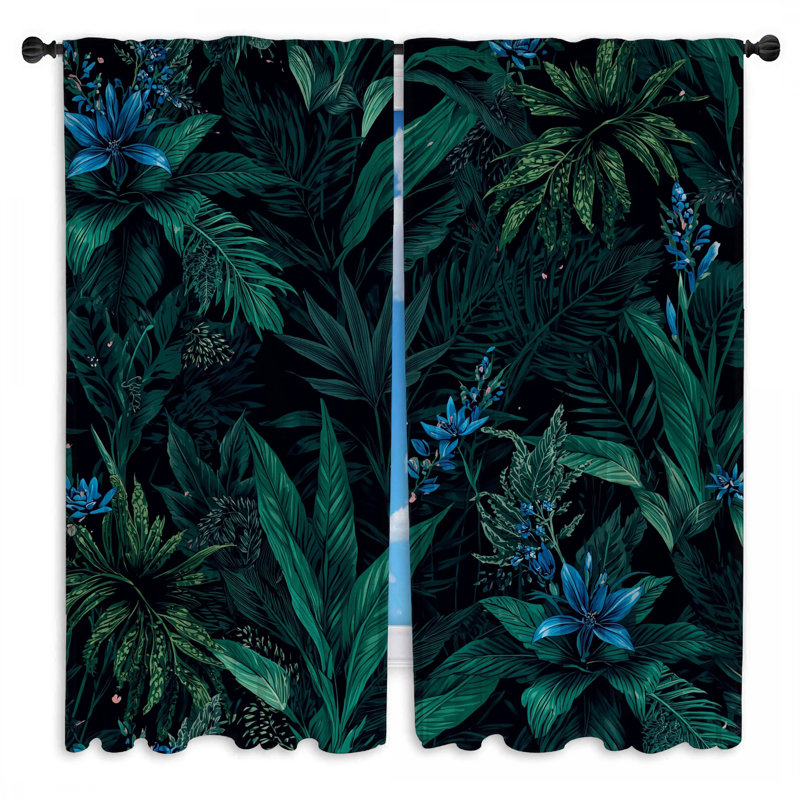 Rideaux de fenêtre à motif de verdure tropicale obscurcissant et obscurcissant - 2 panneaux, 80 po x 82 po - 2 panneaux
