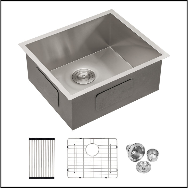 Évier de cuisine encastrable à simple cuve en acier inoxydable de calibre 18 de 9 pouces à cuve profonde encastrable par le dessous