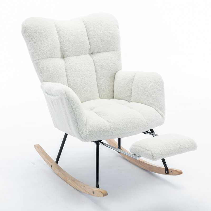 Chaise berçante en tissu Teddy, Ivoire ivoire