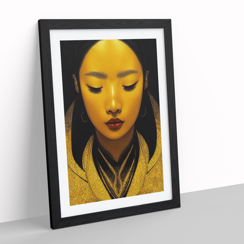 XV1022-60X A Golden Woman No.1 - Single Picture Frame Print, 64cm H x 46cm W, Black