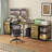 114 Inch L-Shaped Desk With Power Outlets & USB-C, Industrial Computer Desk With 6 Fabric Drawers, 3 Open Shelves & Movable Monitor Stands, Large Corner Office Desk For Gaming, Rustic Brown