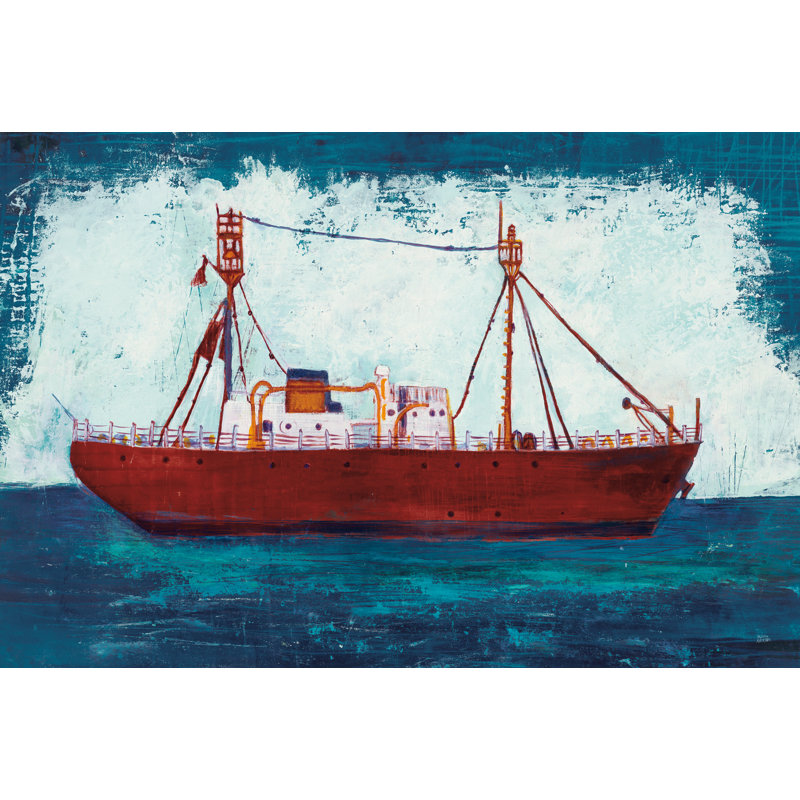 Nantucket Lightship Navy No Words by Melissa Averinos - Wrapped Canvas Painting, 20cm H x 30cm W x 3.8cm D