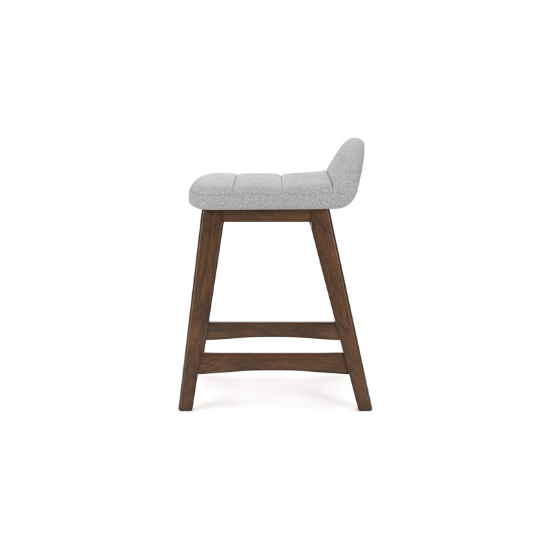 Ensemble de 2 tabourets de comptoir avec repose-pieds Jeyn, bois brun, Gris clair