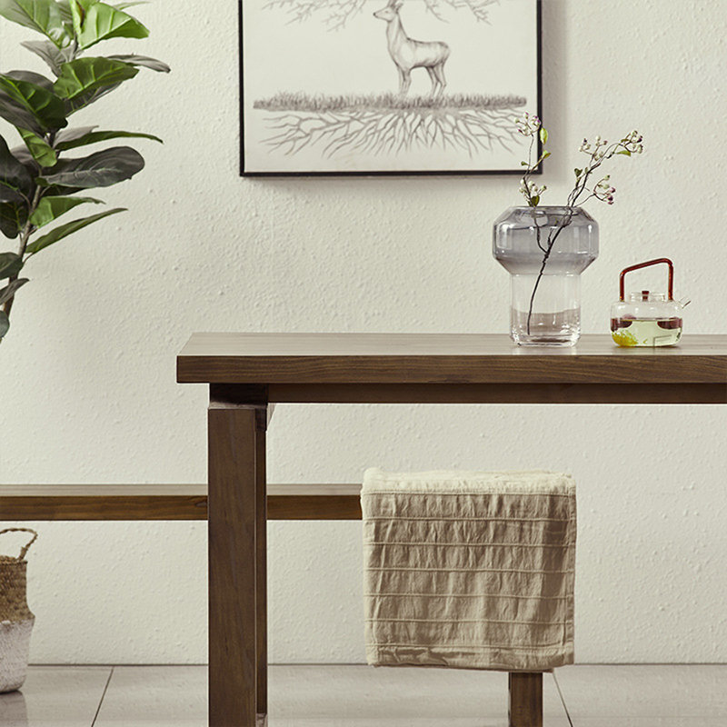 Brown Rectangular Solid Wood Dining Table, 29.53"H x 55.12"L x 27.56"W