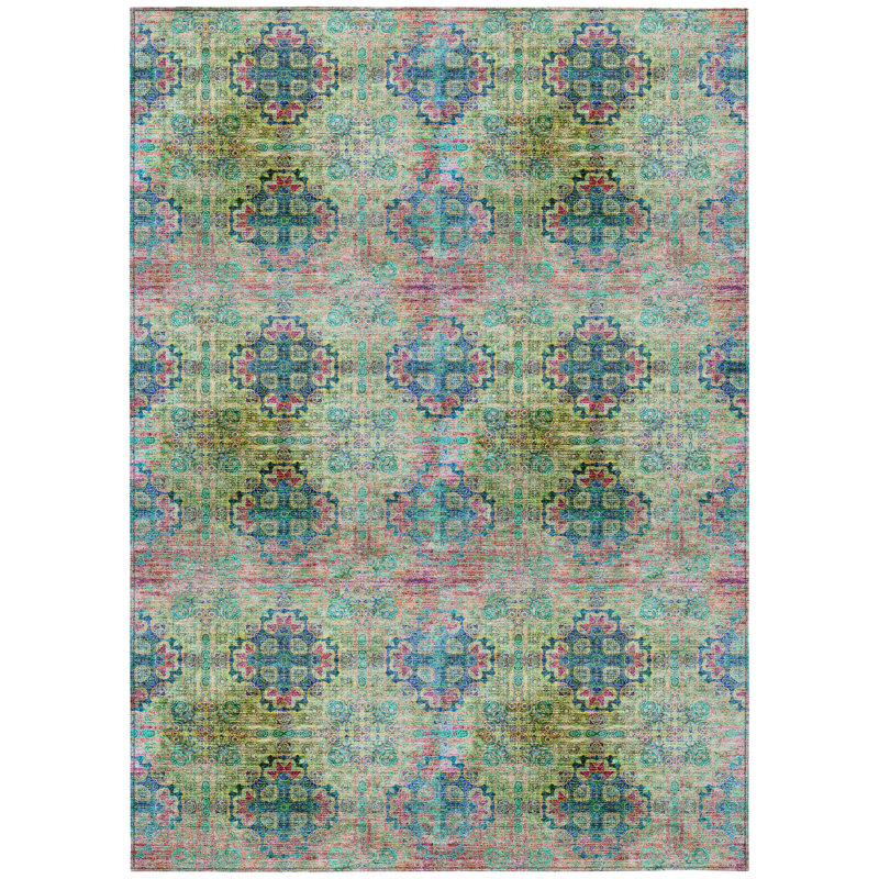Fantarella Washable Floral Indoor / Outdoor Rug, Rectangle 1'8" x 2'6"