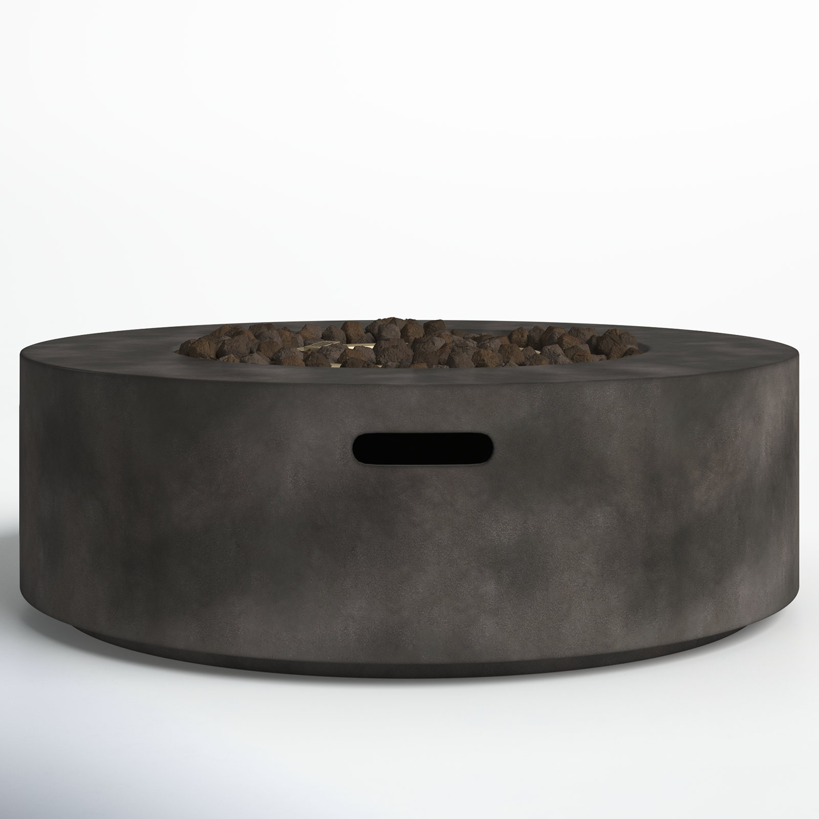 Rashid Round Concrete Outdoor Fire Table, 12" H x 36" W x 36" D, Charcoal