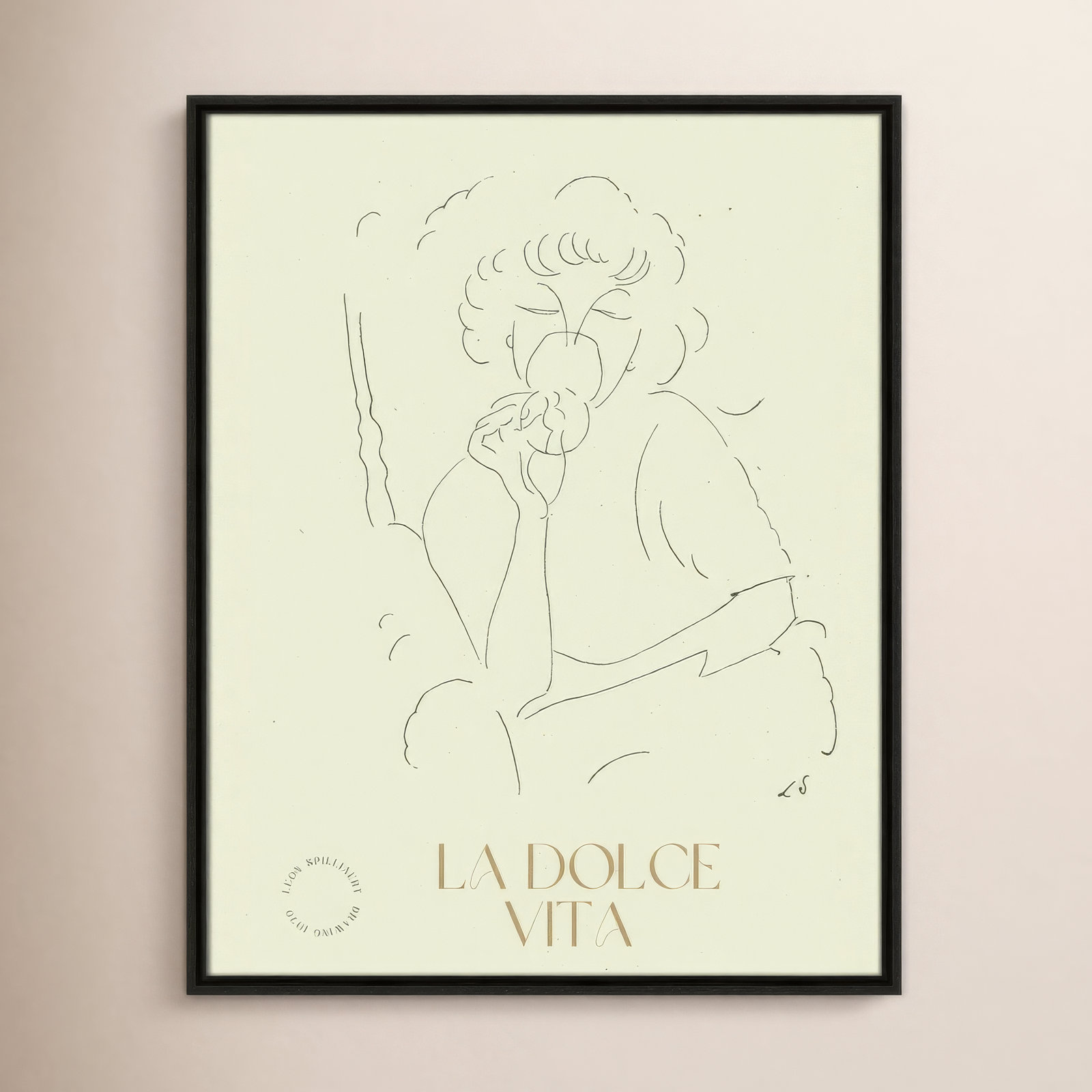 Dottie "La Dolce Vita" Print, 29.5" H x 23.5" W, Espresso