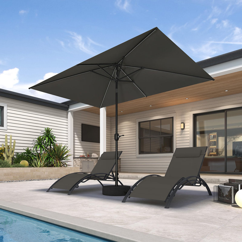 Parasol de patio rectangulaire pour l'extérieur, Gris