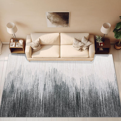 Modern Abstract Machine Washable Low Pile Area Rug, Soft Indoor Floor Carpet with Non-Slip TPR Backing for Entryway, Living Room and Bedroom