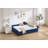 Upholstered Daybed With Trundle,Sturdy Wooden Bed Frame, Modern Diamond Grid Design,For Bedroom, Guest Room (Navy)-1941830809