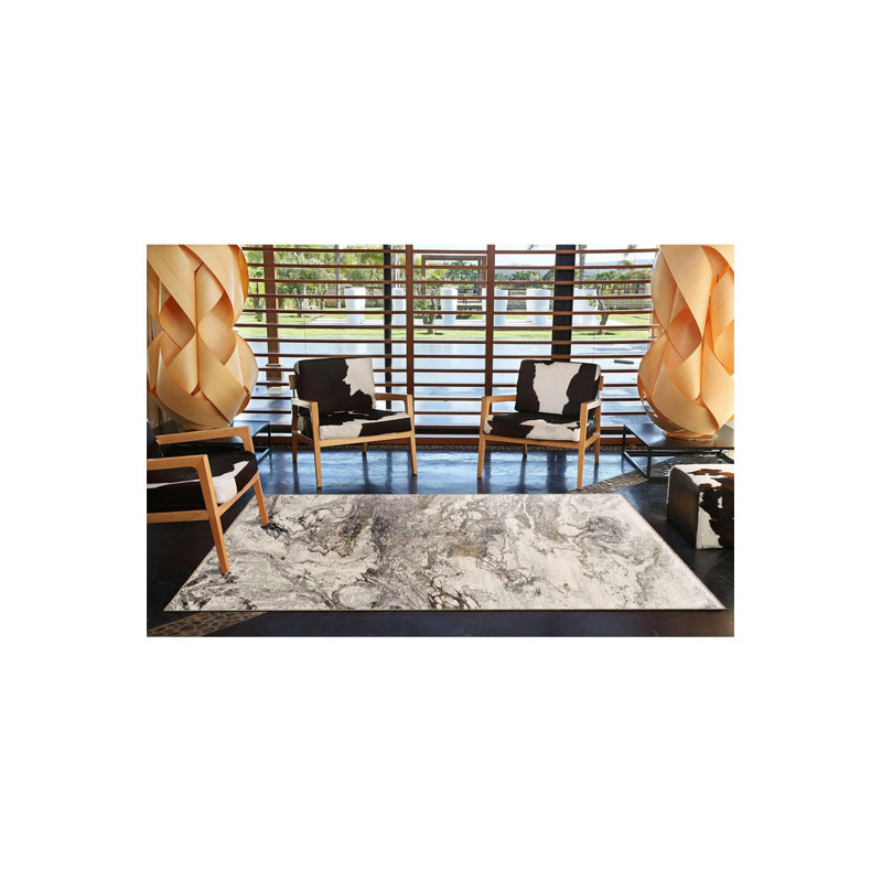 Tapis décoratif lavable Marble, Sous-tapis carré 3 pi 3 po inclus