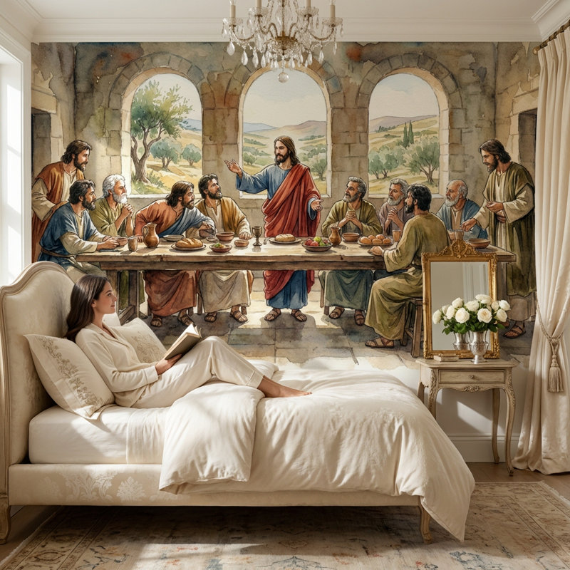 Traditional Wallpaper Indoor Landscape Wall Mural, 140"x108", Peler et coller